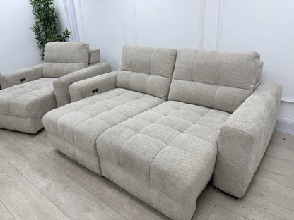 DFS Una Power Slider 3 Seater Sofa In Roma Oyster Fabric