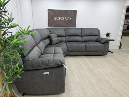 Oak Furnitureland Goodwood Power Recliner Corner Sofa In Plush Charcoal Fabric