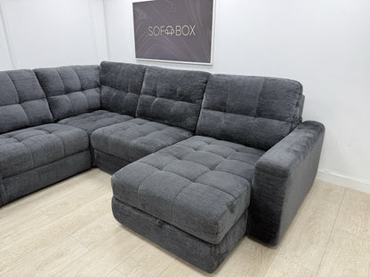 DFS Steller Power Recliner Corner Sofa In Nuova Black Fabric