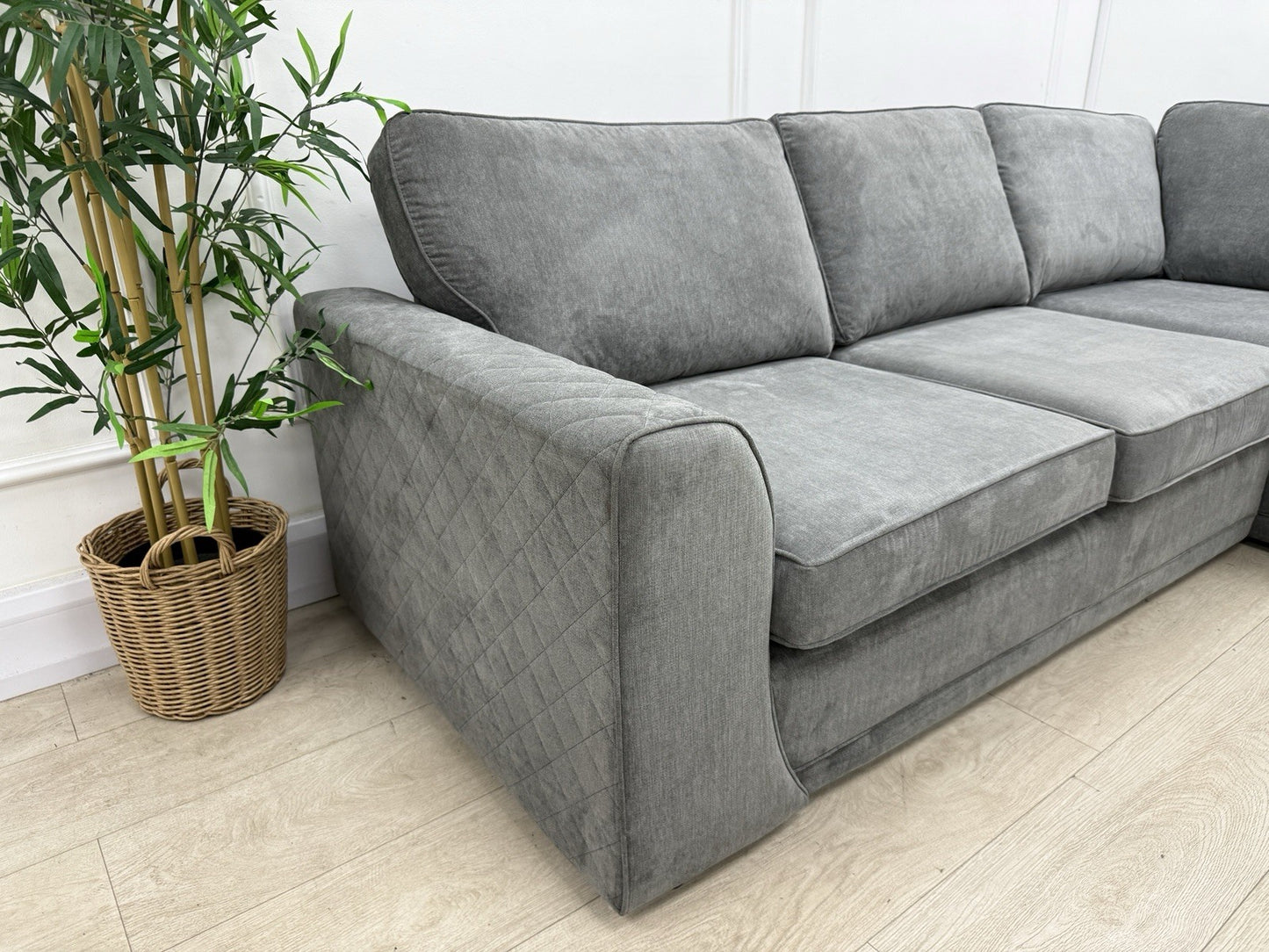 DFS Orka Corner Sofa In Graphite Grey Fabric