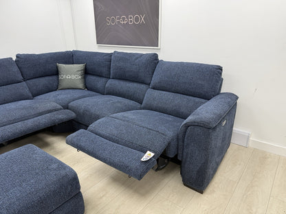 DFS Arwen Power Recliner Corner Sofa Right Hand Facing & Footstool Set In Navy