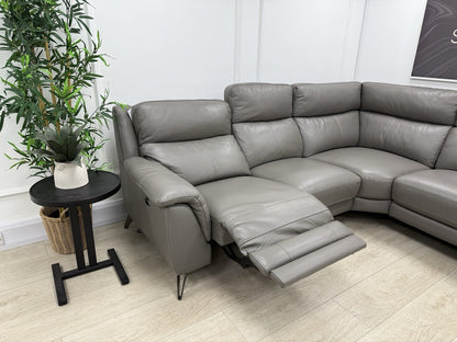 Furniture Village Contempo Power Recliner Corner Sofa &amp; Footstool Grey Leather
