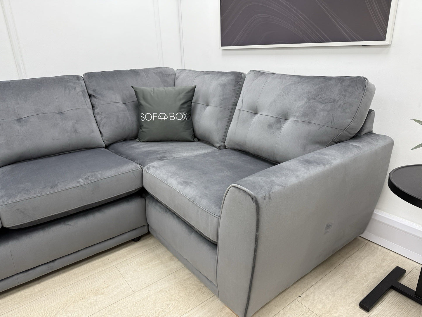 DFS Kian Corner Sofa In Grey Velvet
