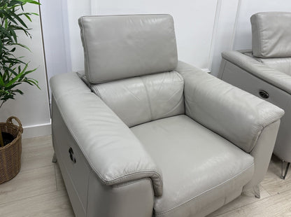 DFS Tahiti Power Recliner Armchair In Light Grey Leather