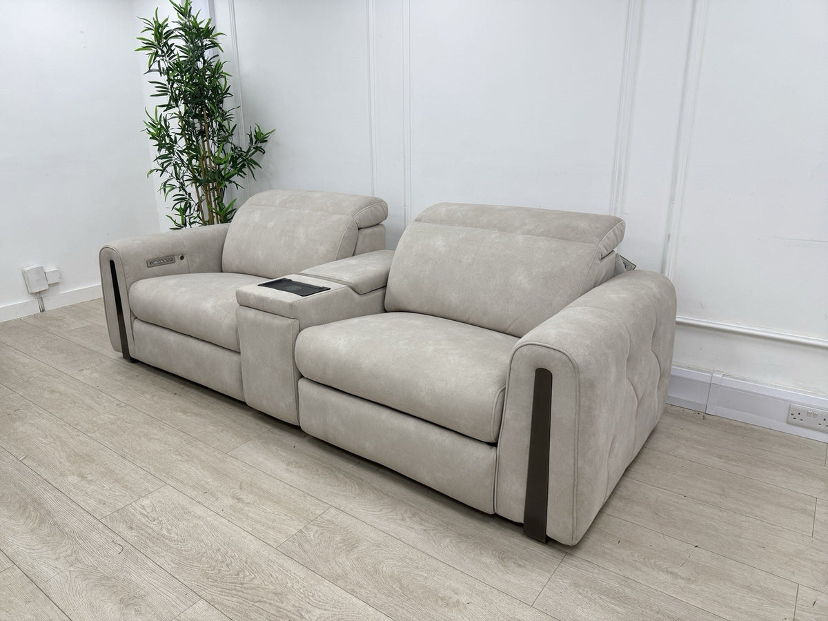 Sofology Kingsbridge Power Recliner/Heated/Headrest 3 Seater Sofa In Ivory