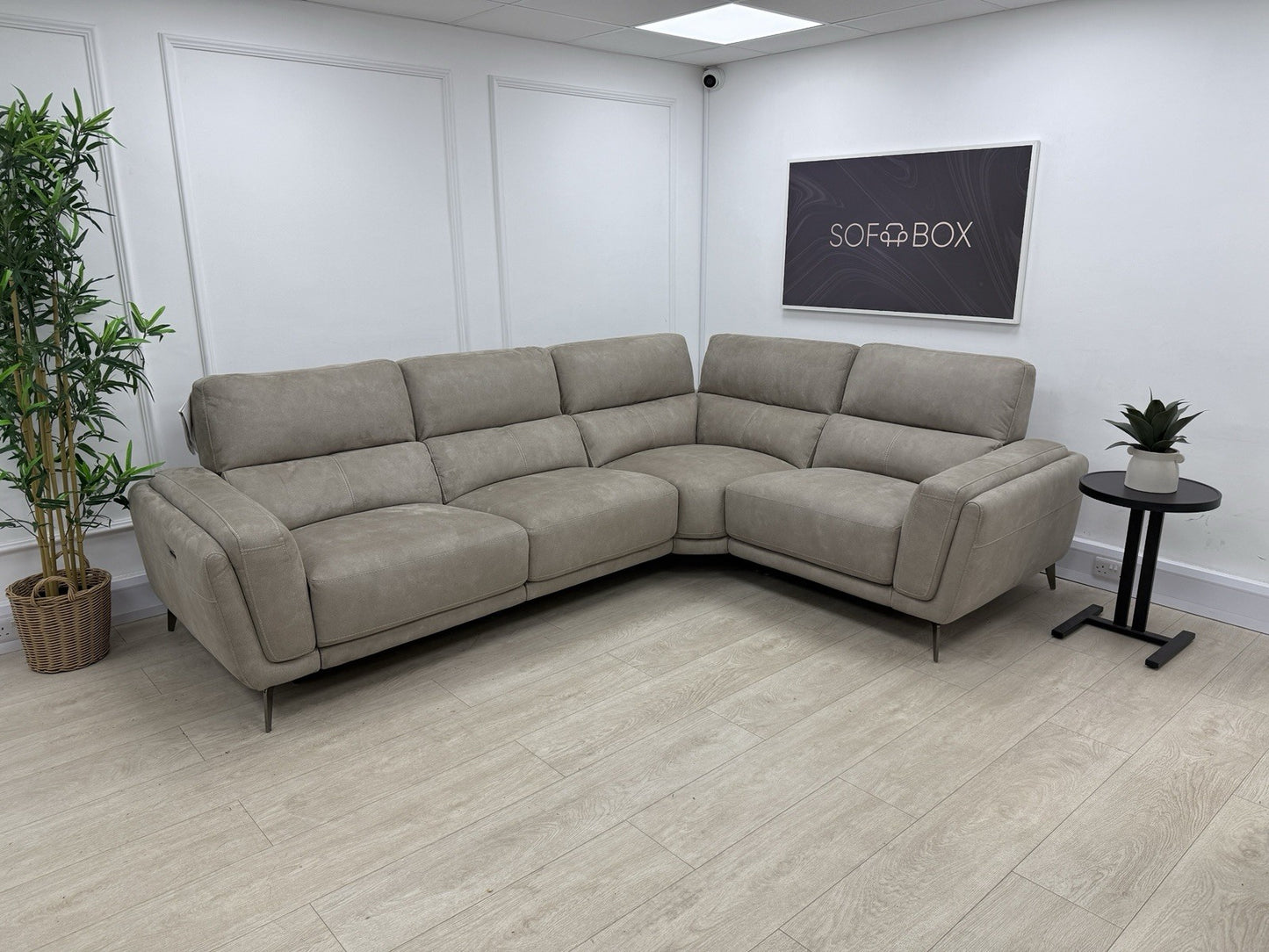 DFS San Mateo Power Recliner Corner Sofa In Arizona Stone Fabric