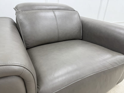Sofology Premiere Power Recliner Love Seat In Trusty Embossed Leather Grey