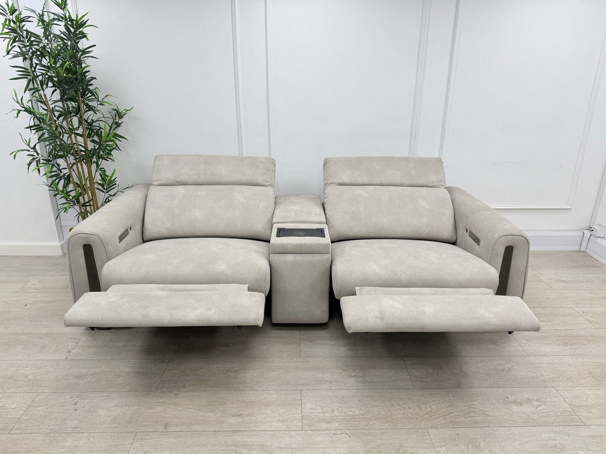 Sofology Kingsbridge Power Recliner/Heated/Headrest 3 Seater Sofa In Ivory