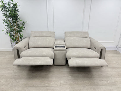 Sofology Kingsbridge Power Recliner/Heated/Headrest 3 Seater Sofa In Ivory
