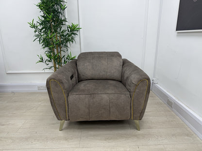 DFS Lidia Power Recliner Chair In Mayson Truffle Fabric