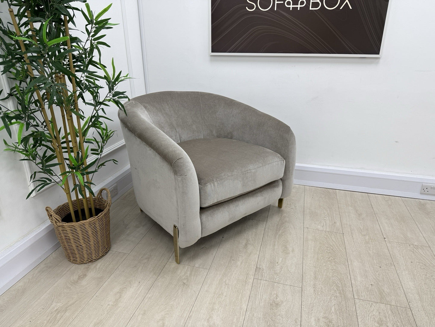 Sofology The Oscar Accent Chair in Fine Textured Chenille Stone Mix