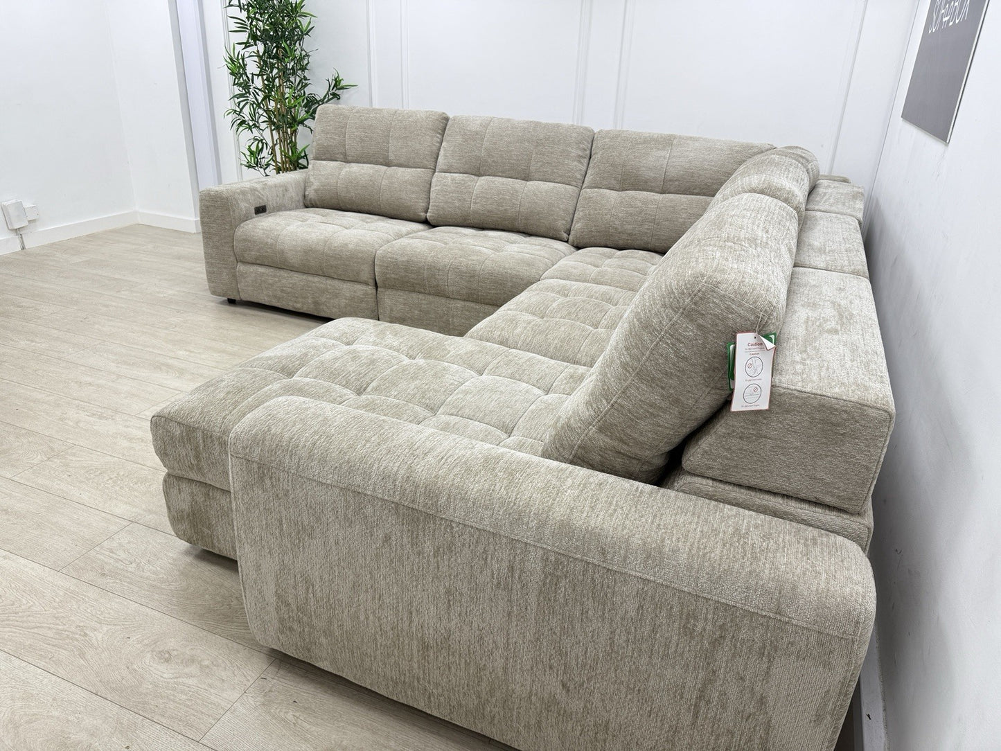 DFS Steller Power Recliner Corner Sofa In Nuova Taupe Fabric
