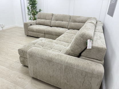 DFS Steller Power Recliner Corner Sofa In Nuova Taupe Fabric