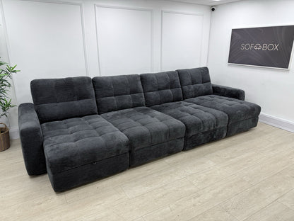 DFS Steller XL Power Chaise Recliner Sofa In Nuova Black Fabric