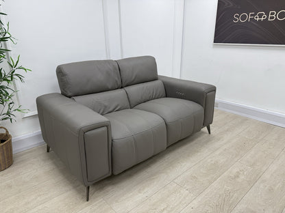 DFS Showcase Power Recliner 2 Seater Sofa In Elephant Grey Leather