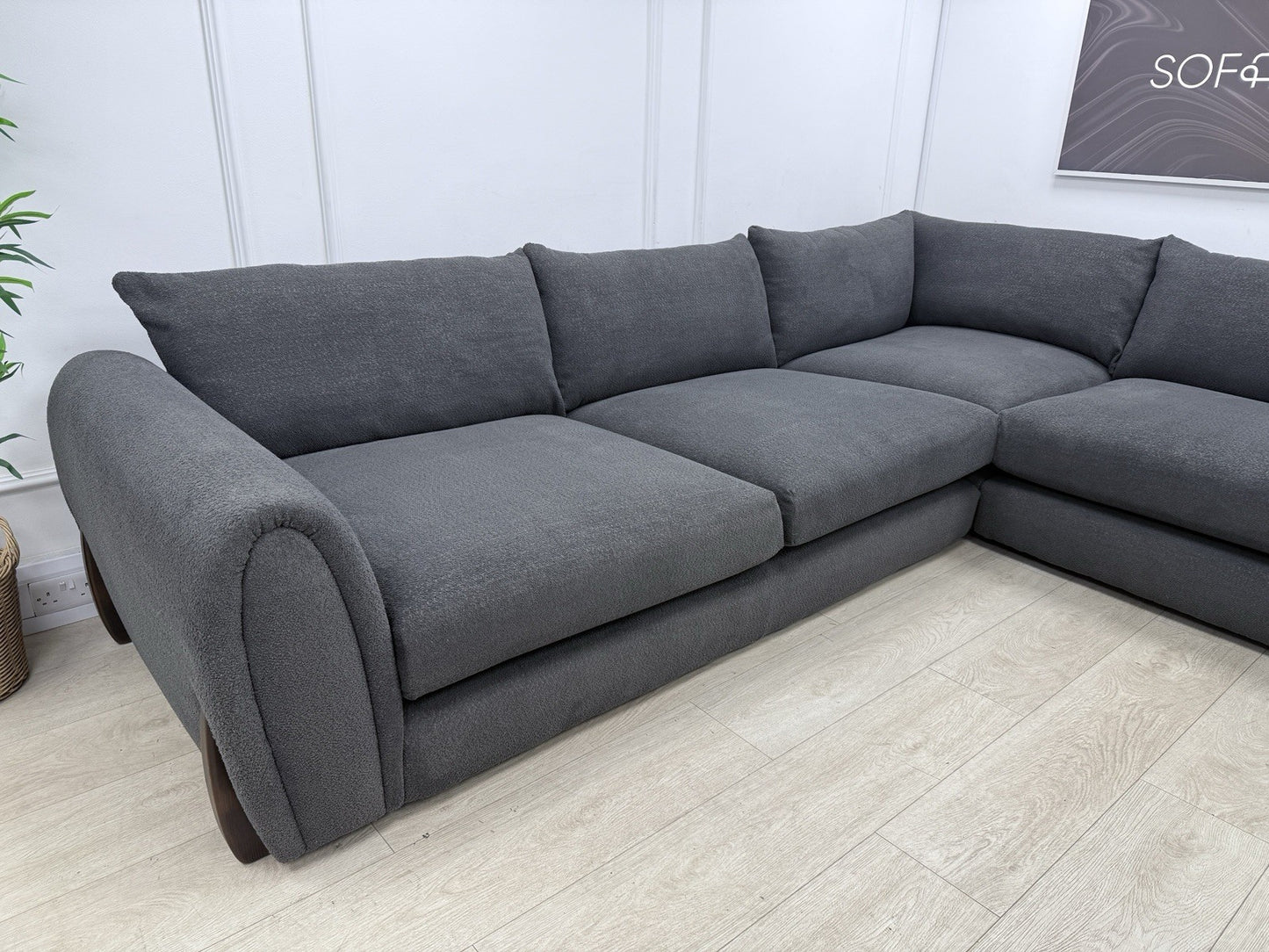 Sofology Marble Arch Corner Sofa In Charcoal Bouclé Fabric