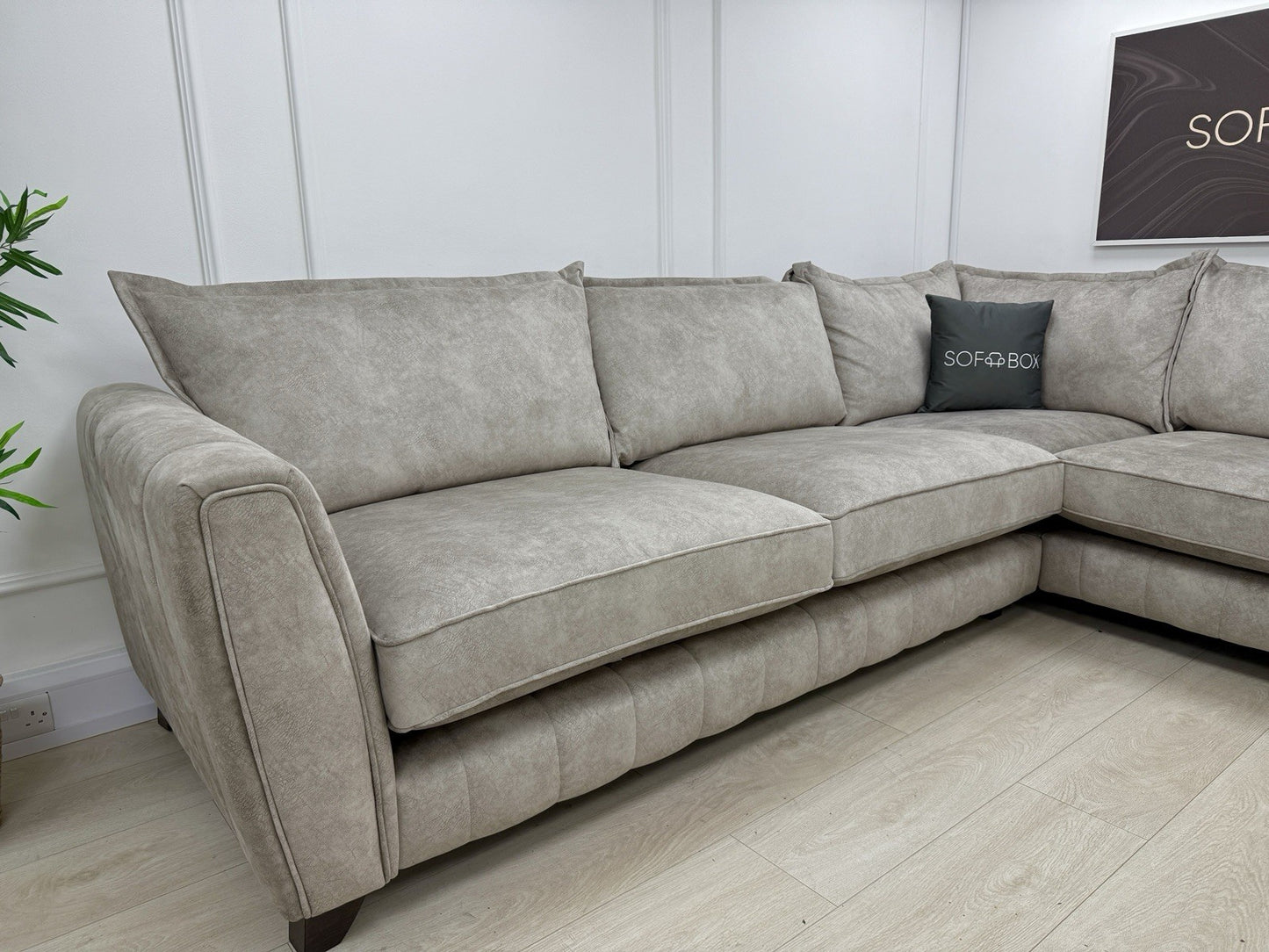 DFS Cherished Corner Sofa & Footstool Set In Oatmeal