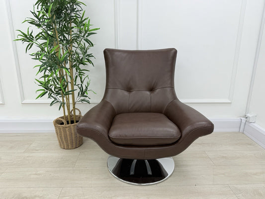 Sofology The Viento Swivel Chair In Mulberry Leather