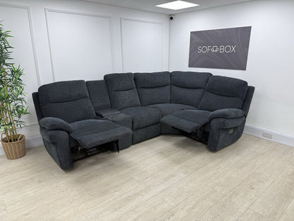 La-Z-Boy New Tamla Power/Headrest/Lumbar Corner Sofa & Console Unit In Black