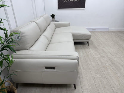 DFS San Antonio Power Recliner 3 Seater Chaise End Sofa In Fossil Leather