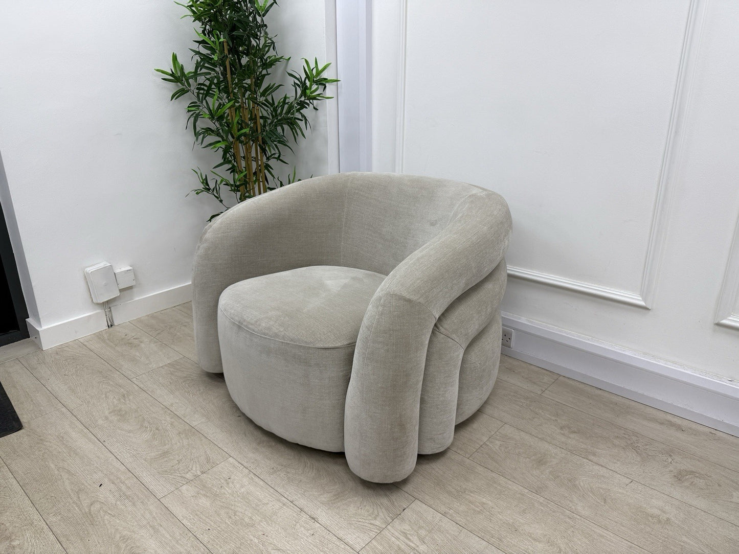 Sofology Dalston Fabric Swivel Chair in Soft Chenille Linen