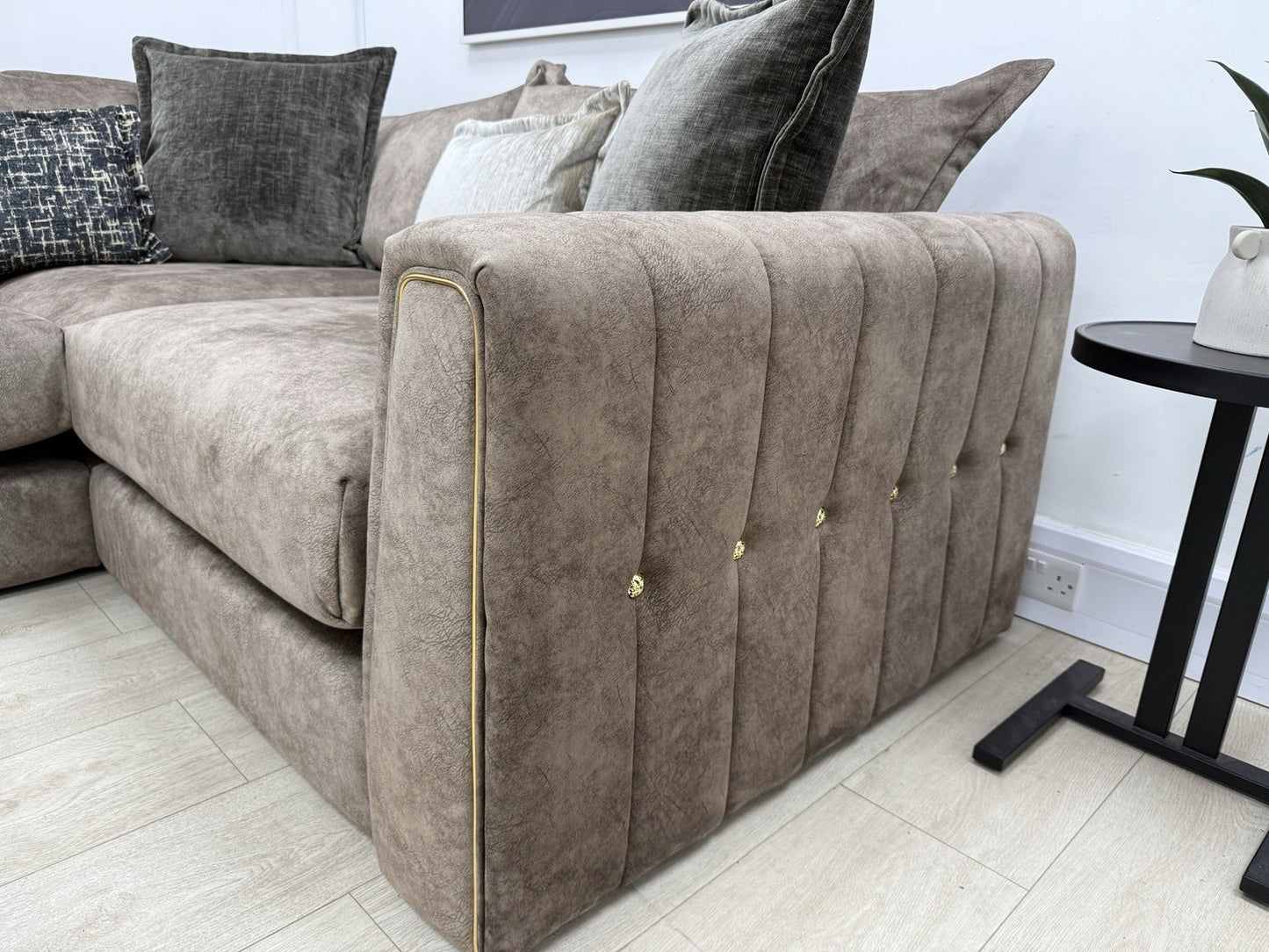 DFS Devine Left Hand Facing Corner Sofa In Chocolate Combination