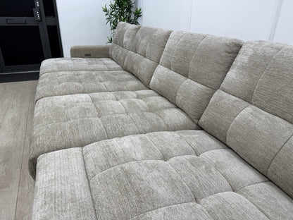 DFS Steller XL Power Recliner Chaise Sofa In Taupe Fabric
