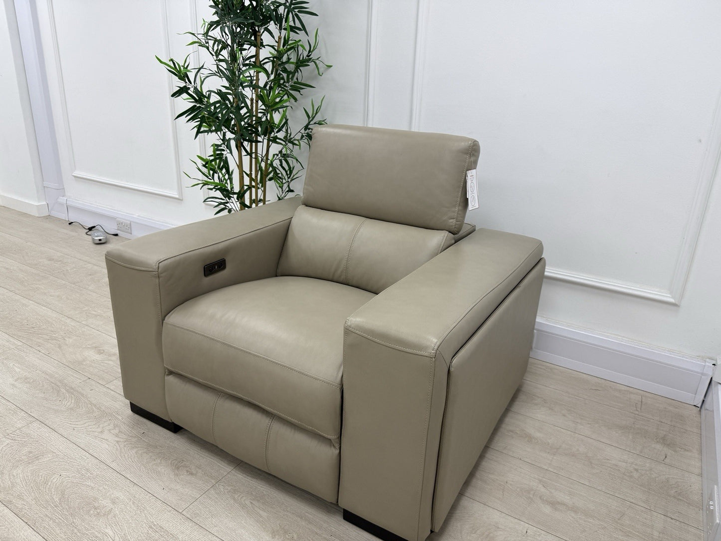 DFS Wander Power Recliner Chair In Taupe Leather