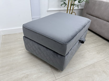 DFS Orka Velvet Storage Footstool In Steel
