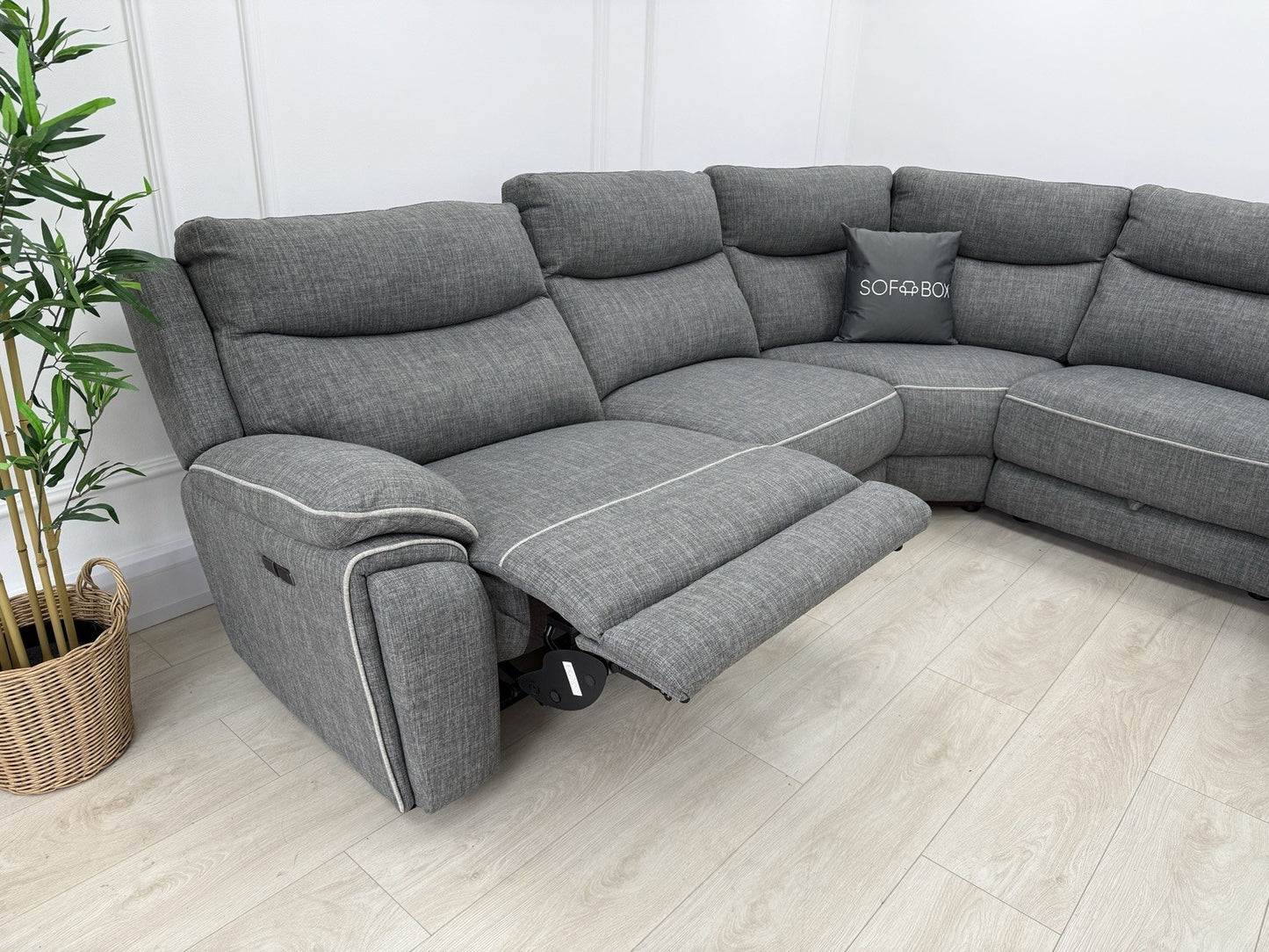 DFS Trek Power Recliner Corner Sofa In Grey