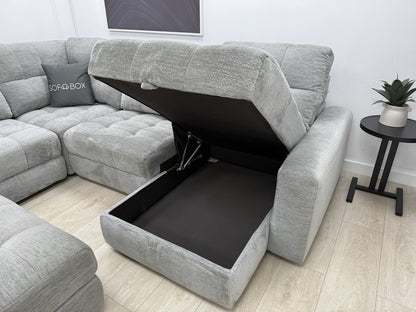 DFS Steller Corner Sofa & Footstool In Mist Grey