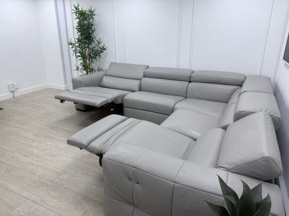Natuzzi Click Modular Power Recliner Corner Sofa In Grey Leather