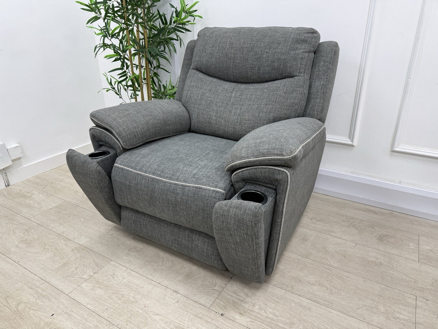 DFS Trek Power Recliner Chair In Charcoal Fabric