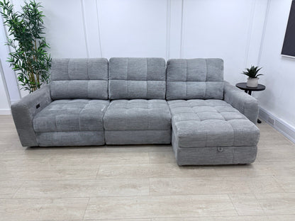 DFS Steller Power Slider 3 Seater L Shape Sofa In Mist Grey
