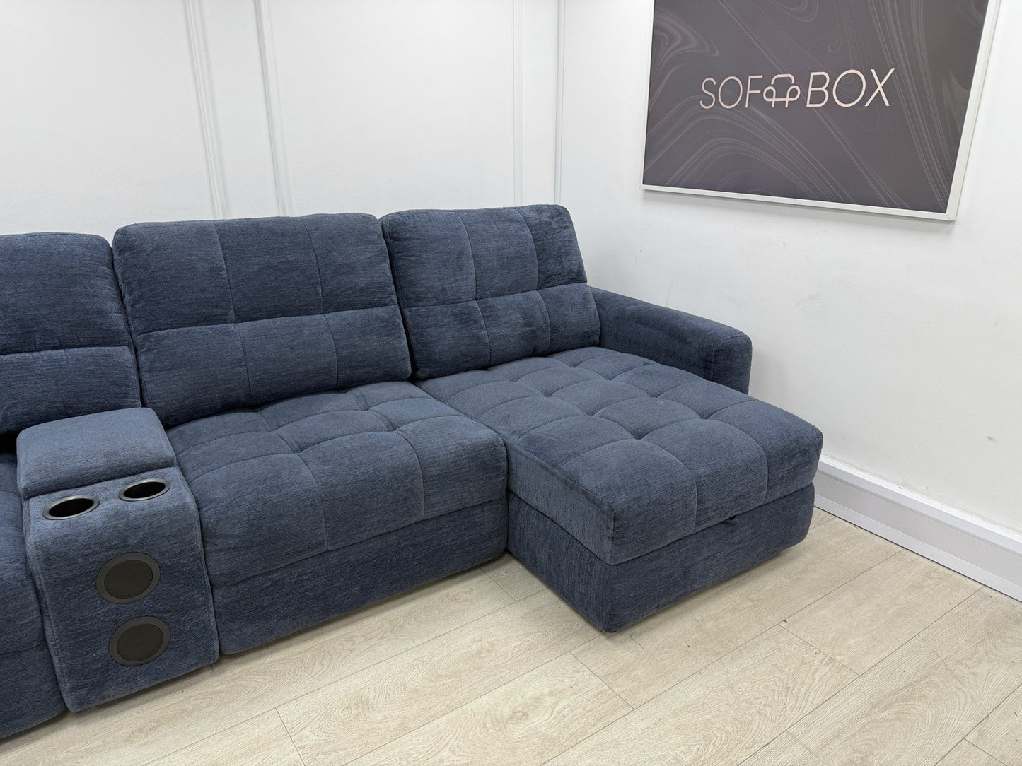 DFS Steller XL Power Chaise Recliner Sofa In Nuova Midnight Fabric