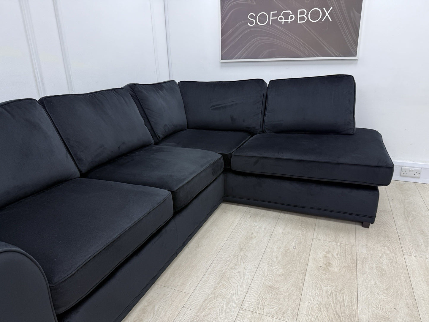 DFS Orka Velvet Corner Sofa In Black