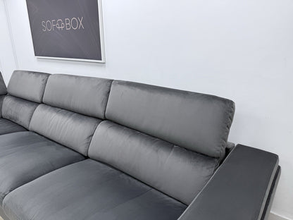 DFS Wander Power Recliner Corner Sofa Bed In Velvet Charcoal Fabric