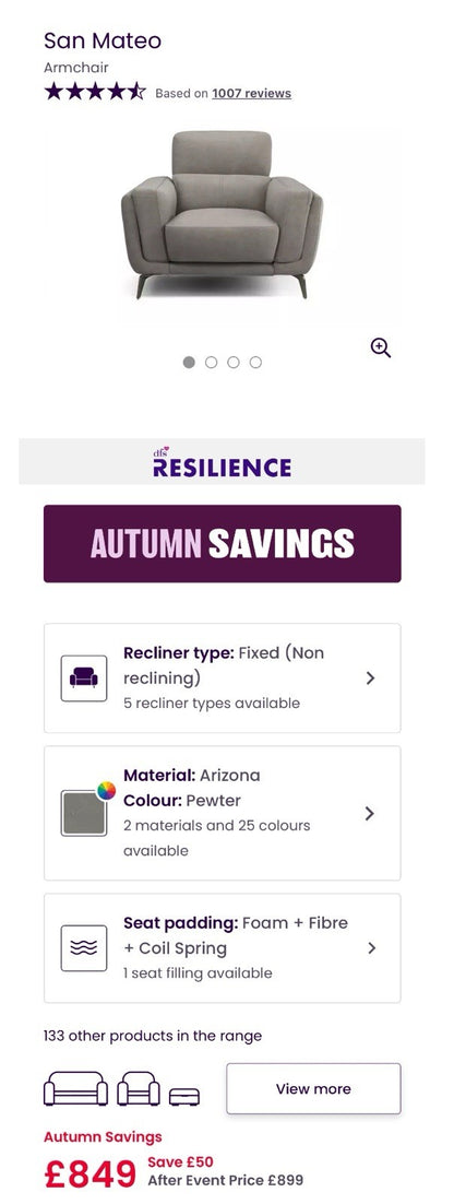 DFS San Mateo Armchair In Pewter