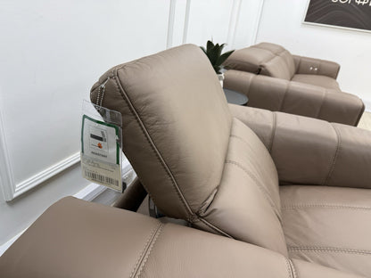 DFS Torren 3 Seater Power Recliner Sofa & Chair Set In Borelli Fawn Leather