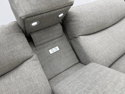 DFS Trek Storeaway Power Recliner Corner Sofa In Light Grey