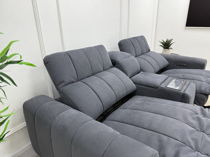 Sofology The Paramount 2.5 Seater Sofa Recliner/Headrest In Nubuck Charcoal
