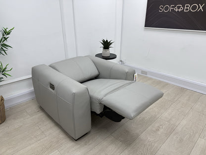 DFS Lauder Power Recliner Chair Memory In Grey Mist Borelli Leather