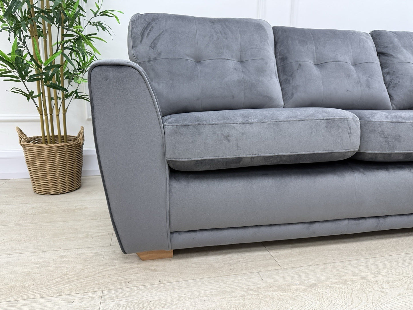 DFS Kian Corner Sofa In Grey Velvet