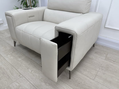 DFS Showcase Power Recliner Chair With Arm Console In Frost Leather