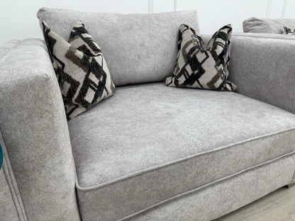 Sofology Titan Fabric Loveseat Full Back in Marina Stone/Stone Mix