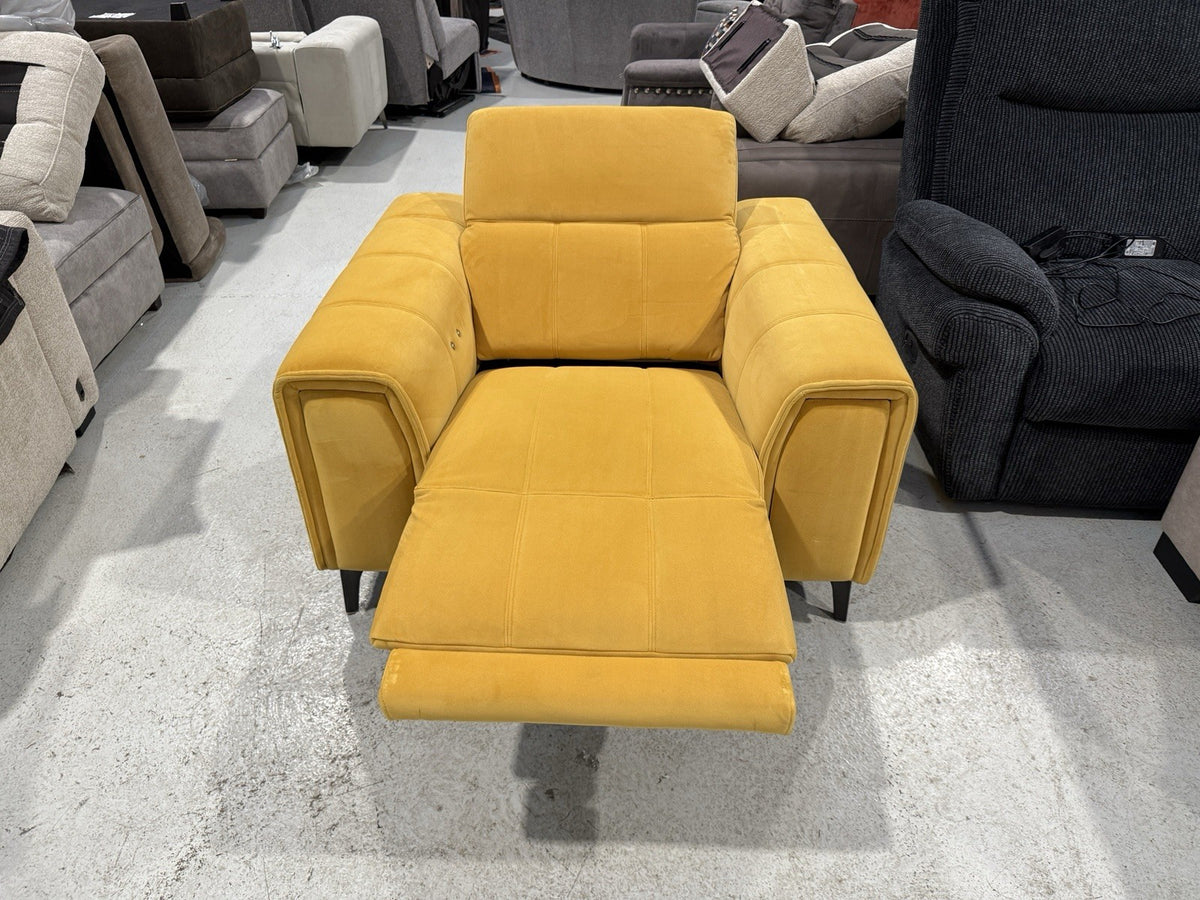 DFS Torren Power Storage Arm Recliner Chair In Mustard