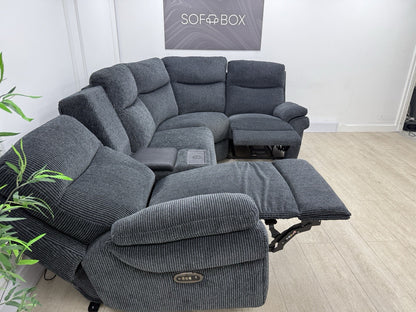 La-Z-Boy New Tamla Power/Headrest/Lumbar Corner Sofa & Console Unit In Black
