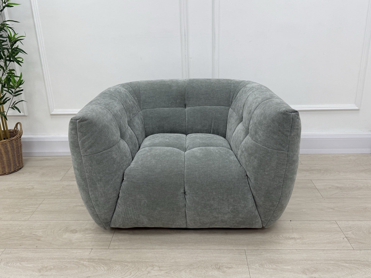Sofology Lunar Swivel Chair In Textured Chenille Seafoam
