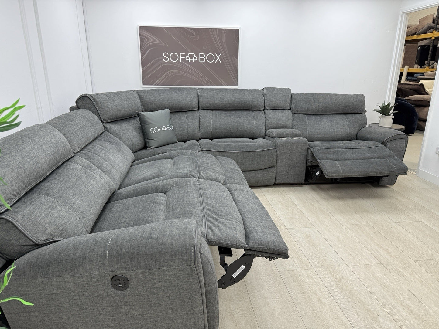 Harvey's Brooklyn 3 X Power Recliner Corner Sofa In Charcoal