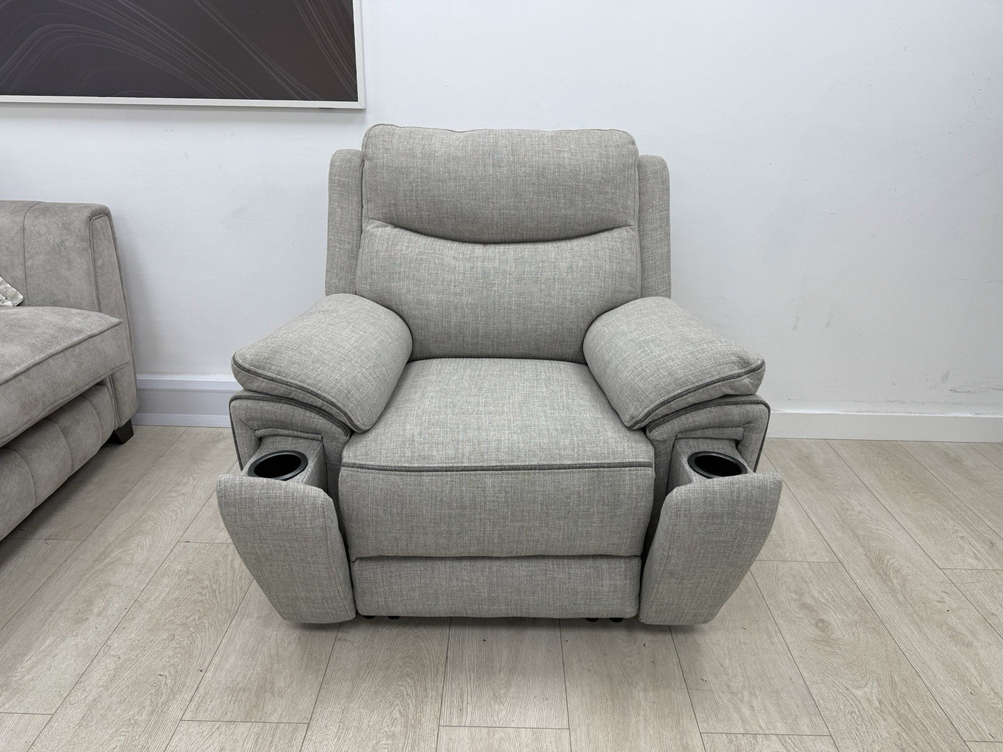 DFS Trek Power Recliner Armchair In Grey Fabric